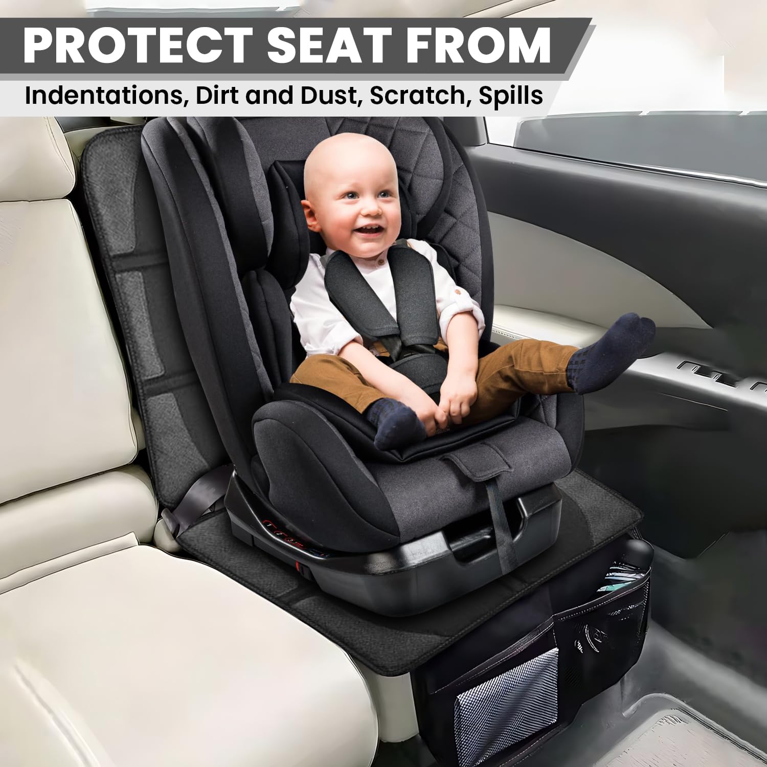 RUNETI car seat protector thick padding adds comfort and protection