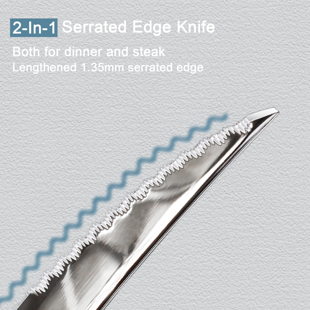 Runfly hammered silverware close-up shows durable 18/10 stainless steel