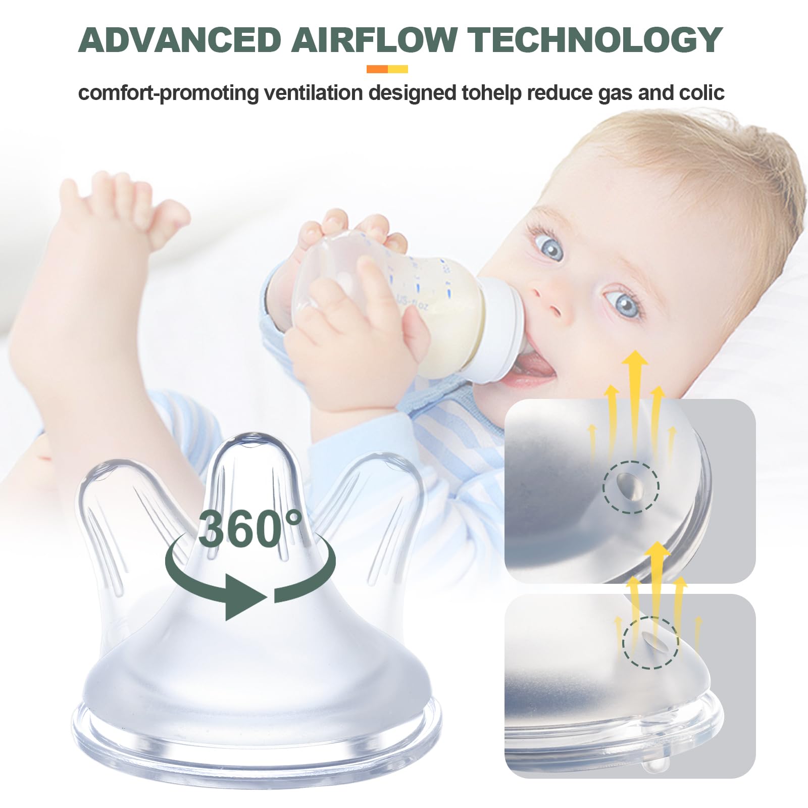 Runhike anti-colic ventilation reduces air swallowing for calmer feedings.