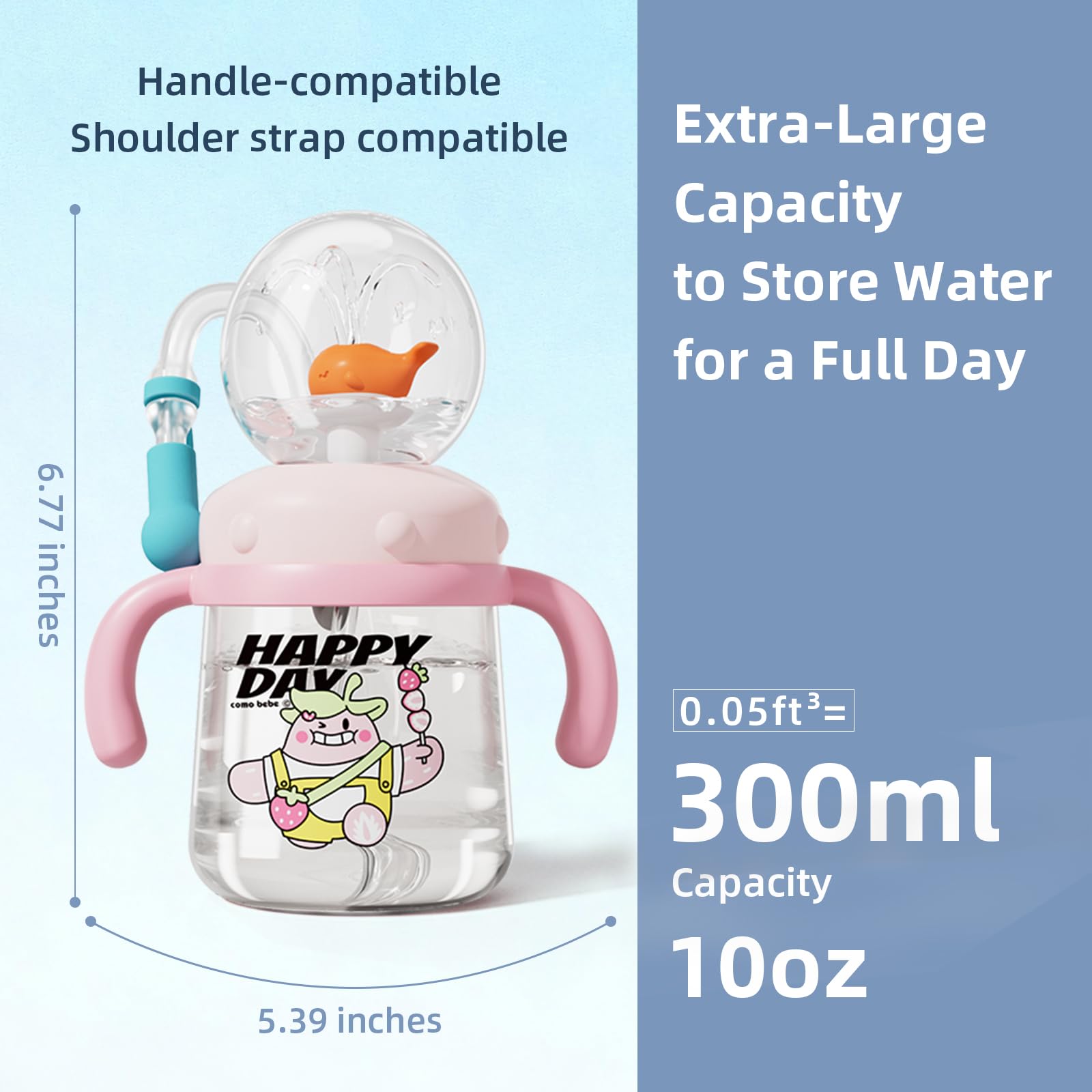 RUNSUNTUN Comobebe Whale Fountain Cup disassembled for quick cleaning