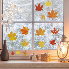 Runtoo Decalplanet autumn leaves wall decor arranged in living room creates inviting focal point