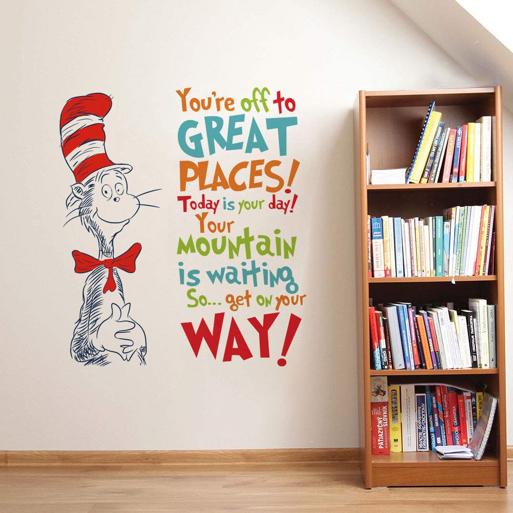 Runtoo Decalplanet Dr Seuss quotes wall sticker for a playful kids' room.