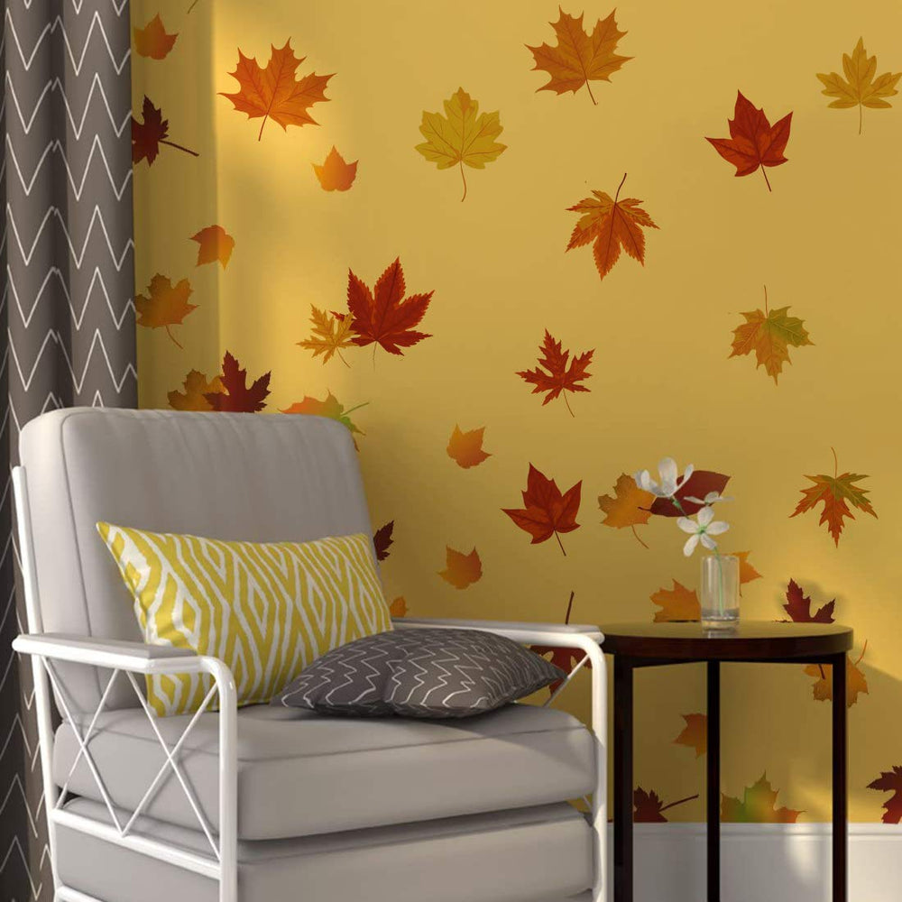 Runtoo Decalplanet maple leaf wall stickers set of 52 leaves for seasonal décor