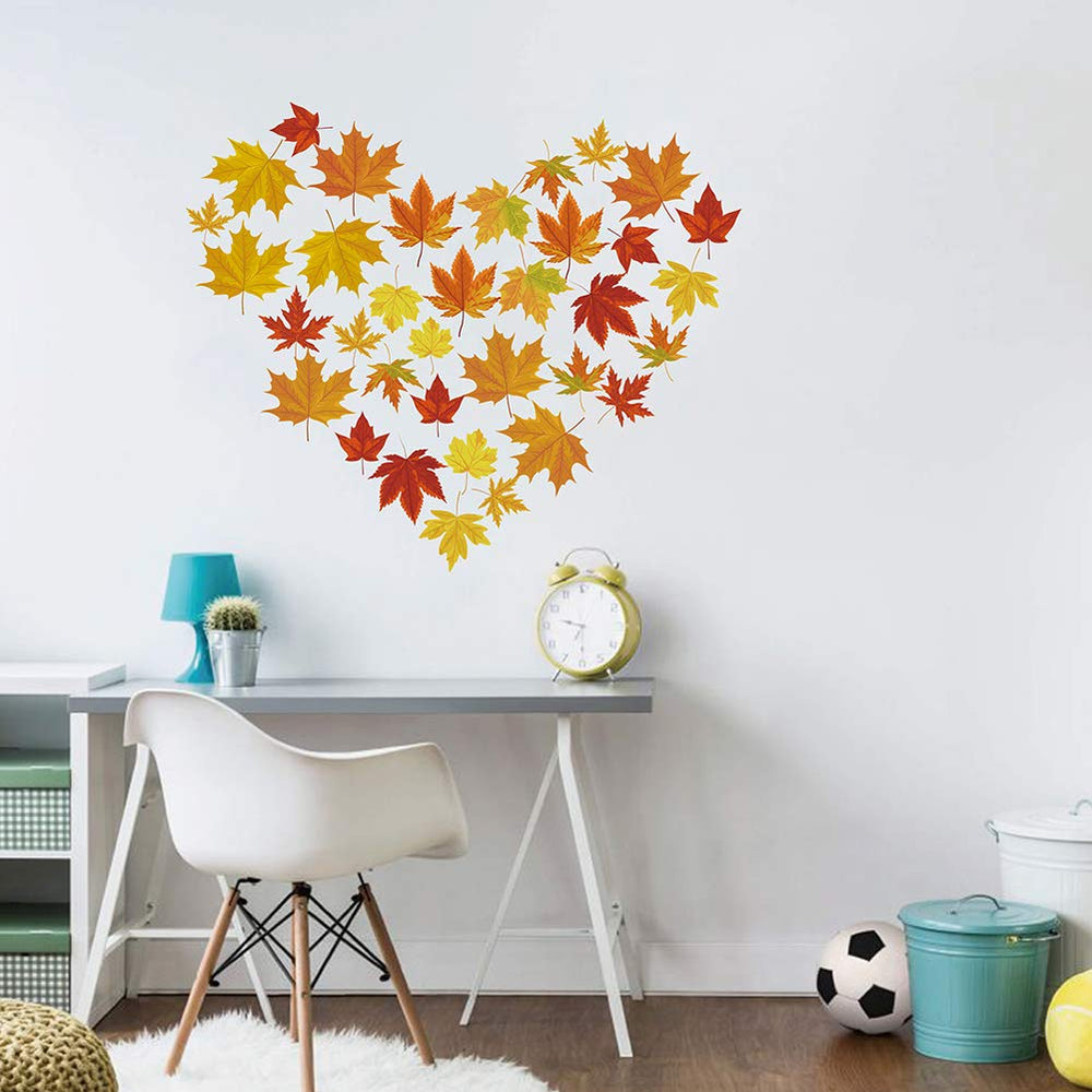 Runtoo Decalplanet maple leaf wall sticker 5x6 inch close-up adds cozy autumn vibes