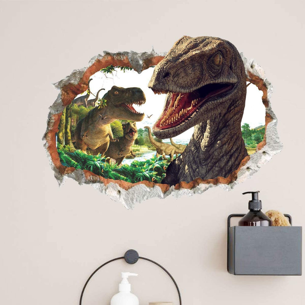 RunToo dinosaur wall sticker creates a playful scene, perfect for nurseries and playrooms.