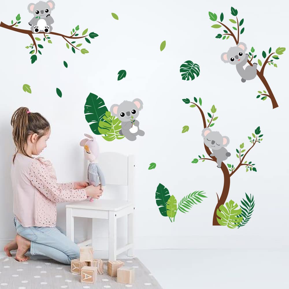 Runtoo eucalyptus branch wall sticker brings nature-inspired calm to nurseries.