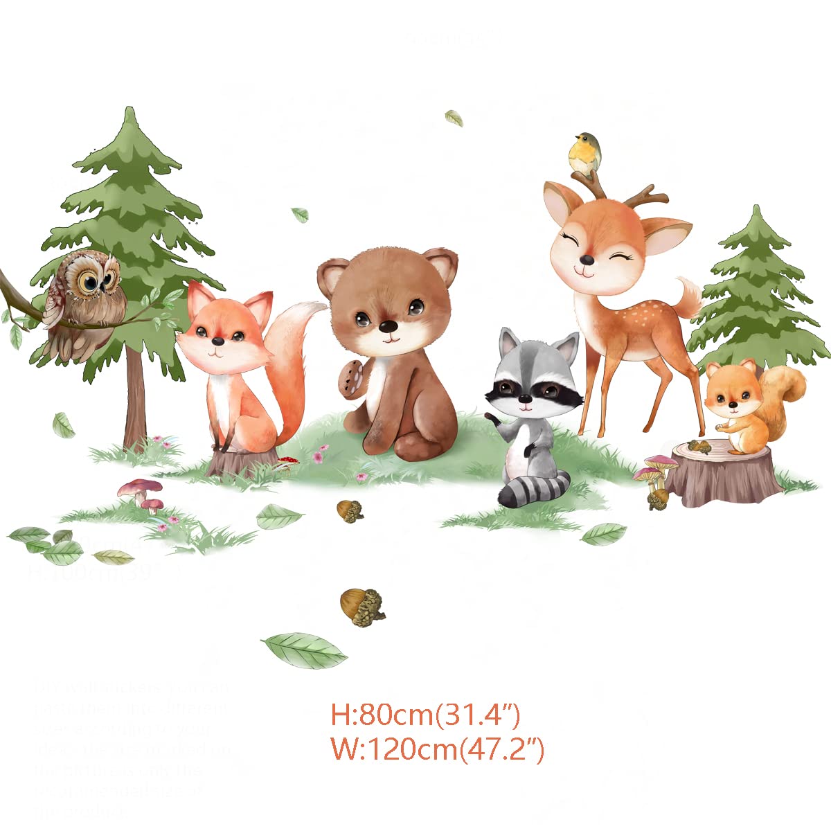 Runtoo forest animals raccoon wall decal adds whimsy and color