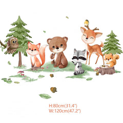 Runtoo forest animals raccoon wall decal adds whimsy and color