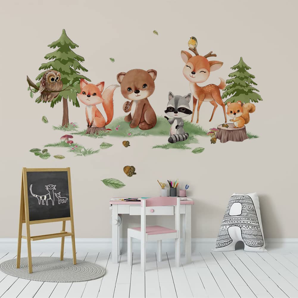Runtoo forest animals tree wall decal creates a cozy nature focal point