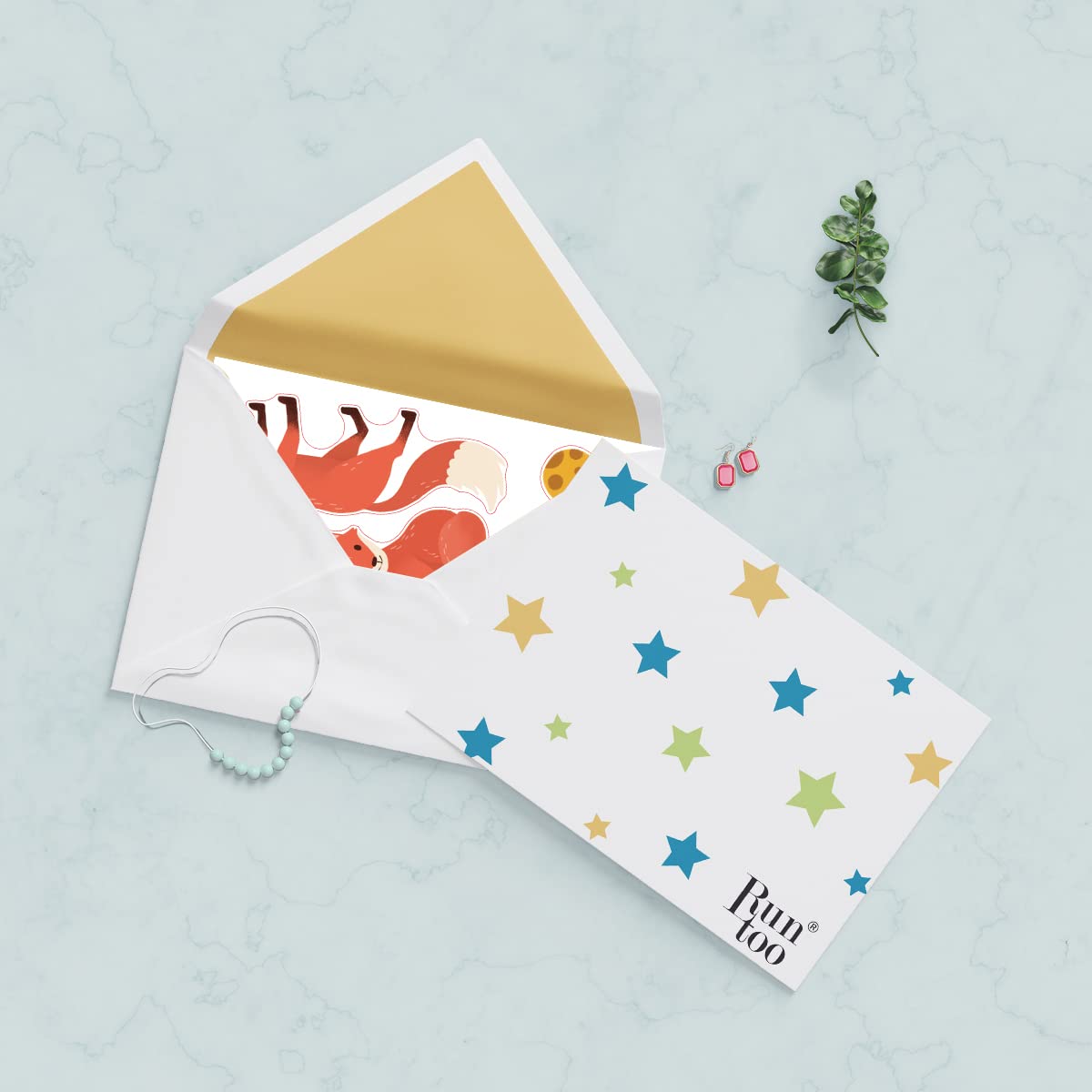 Runtoo large fox wall decals set includes multiple foxes, flowers, and leaves