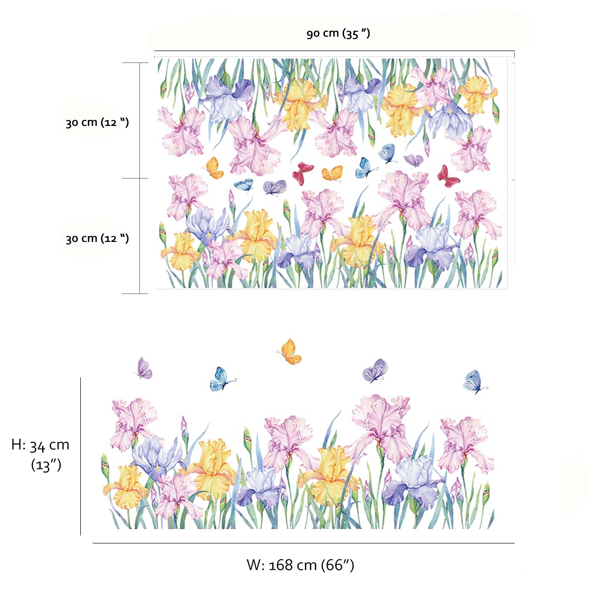 Runtoo sky-butterflies iris wall decal suits nurseries or bedrooms with delicate scenes.