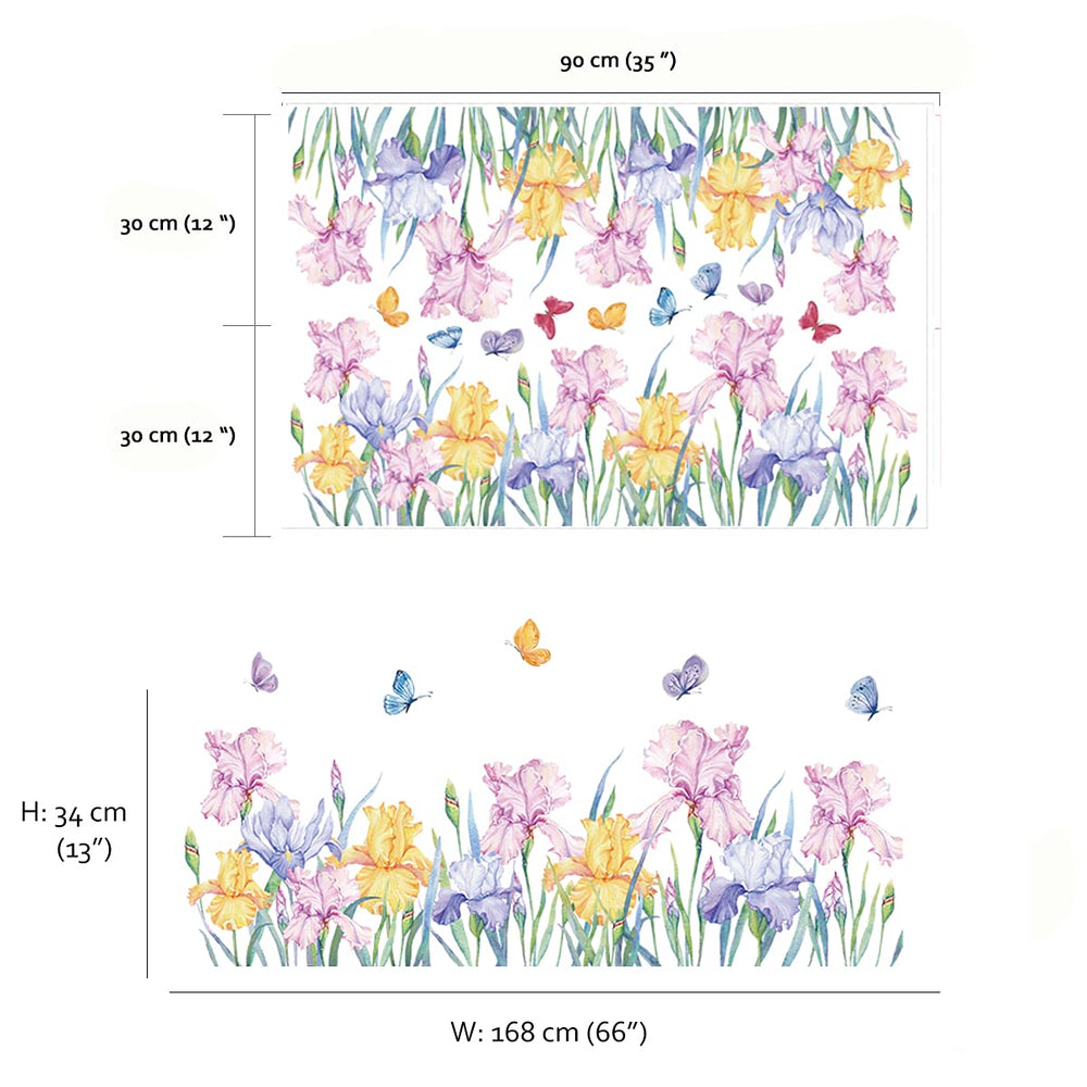 Runtoo sky-butterflies iris wall decal suits nurseries or bedrooms with delicate scenes.