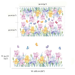 Runtoo sky-butterflies iris wall decal suits nurseries or bedrooms with delicate scenes.