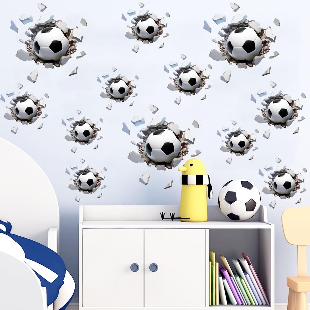 RunToo soccer balls wall art kit adds depth and motion to walls.