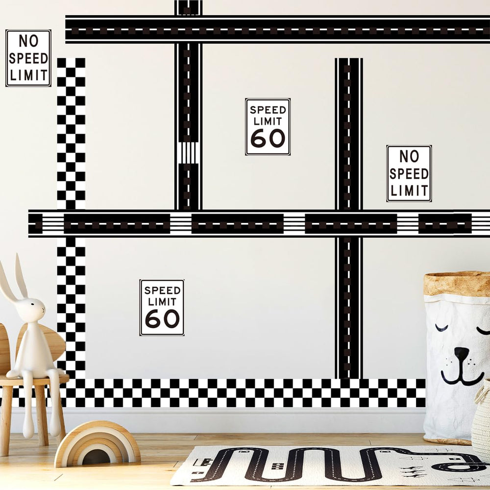 Runtoo wall border road stickers create a fast-track wall for playful décor.