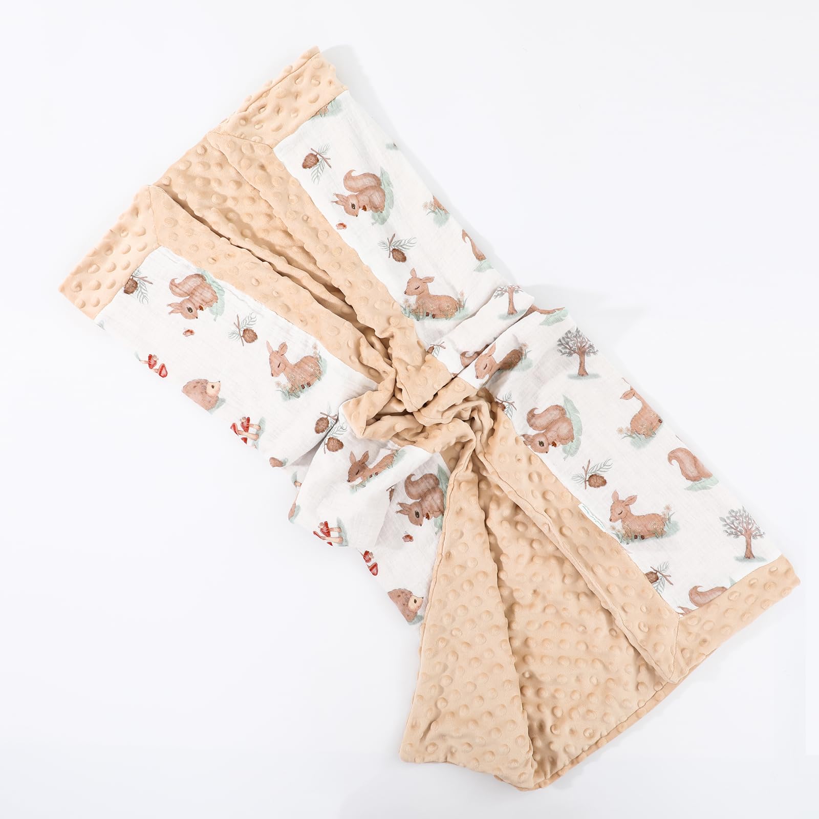 Runzhuoyang baby blanket back view showing dotted plush for cozy naps