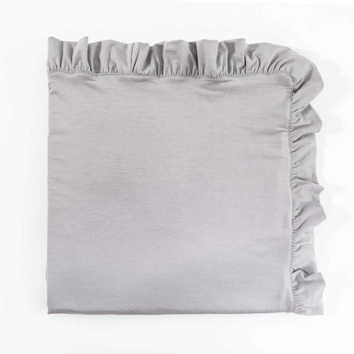 Runzhuoyang grey baby blanket with ruffle edge for cozy nursery.