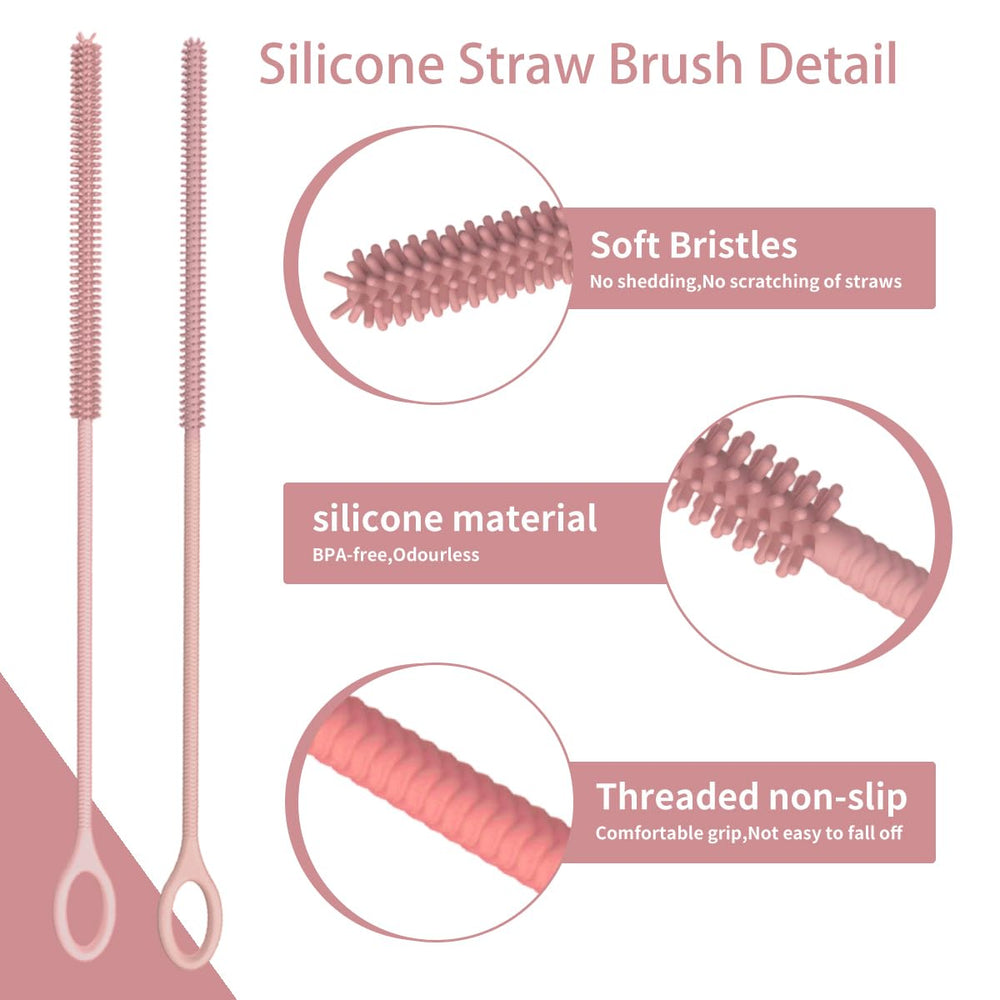 RUNZI silicone straw cleaner 9mm head long reach for wide straws