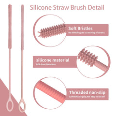 RUNZI silicone straw cleaner 9mm head long reach for wide straws