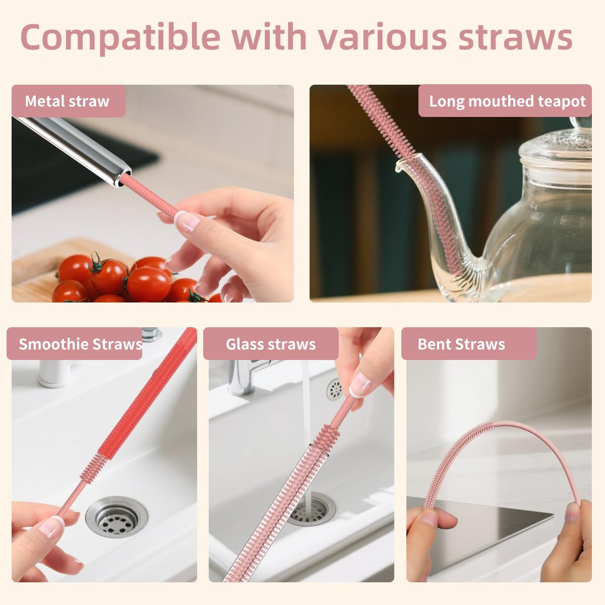 RUNZI soft silicone bristles bendable for gentle cleaning of cups