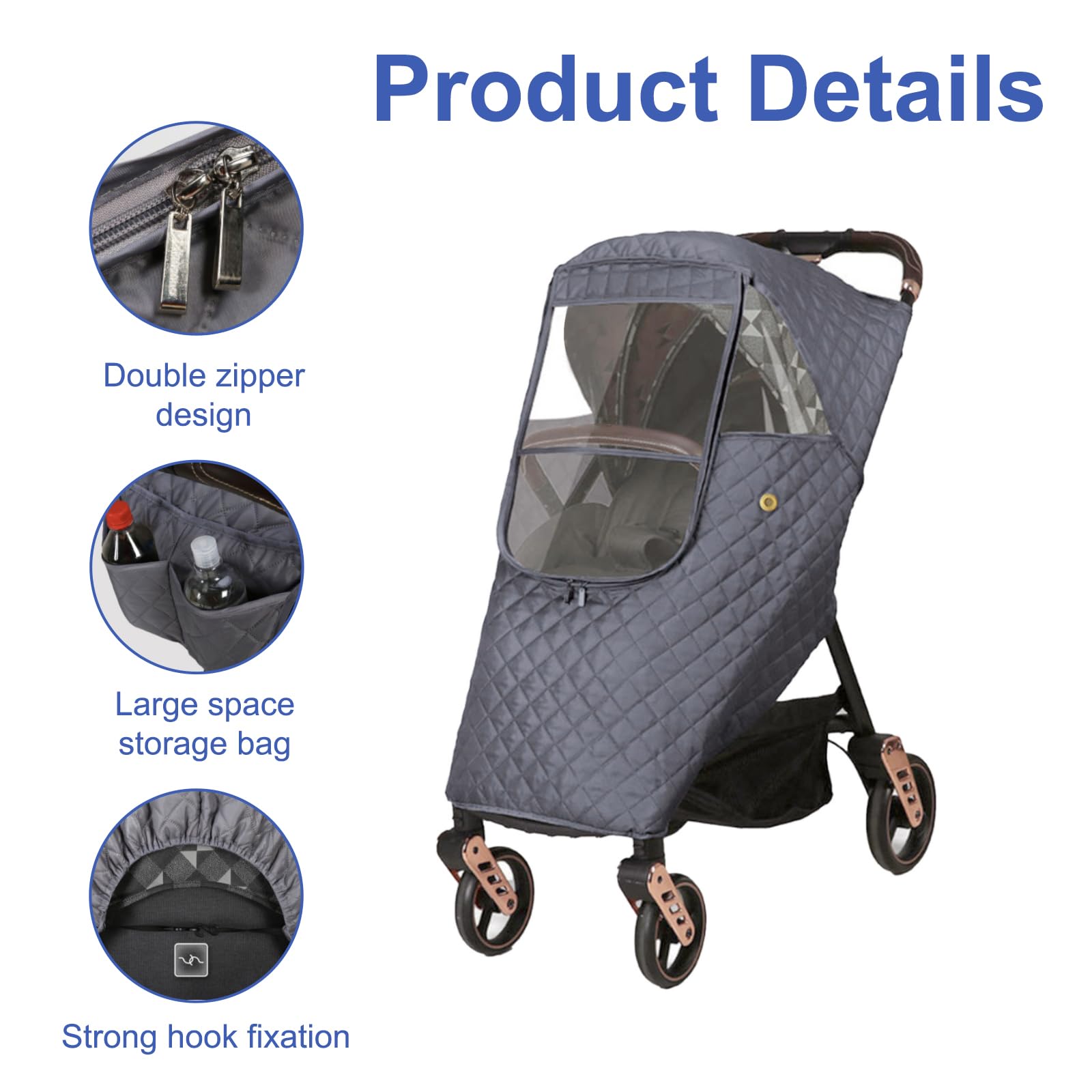 Ruiqas PMMA clear window provides clear visibility for baby and caregiver.
