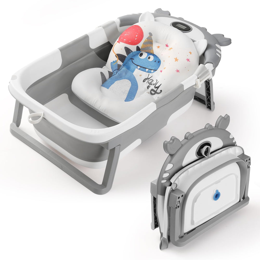 RURING baby bathtub folded compactly for space-saving storage.