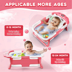 RURING Bear Pink soft cushion supports baby's head and back during baths.