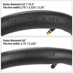 RUTU 12-12.5x1.75-2.125-2.25 tube set fits diverse tires.