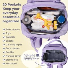 RUVALINO diaper bag backpack changing pad included for on-the-go diaper changes.