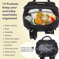 RUVALINO diaper bag includes changing pad for on-the-go changes.