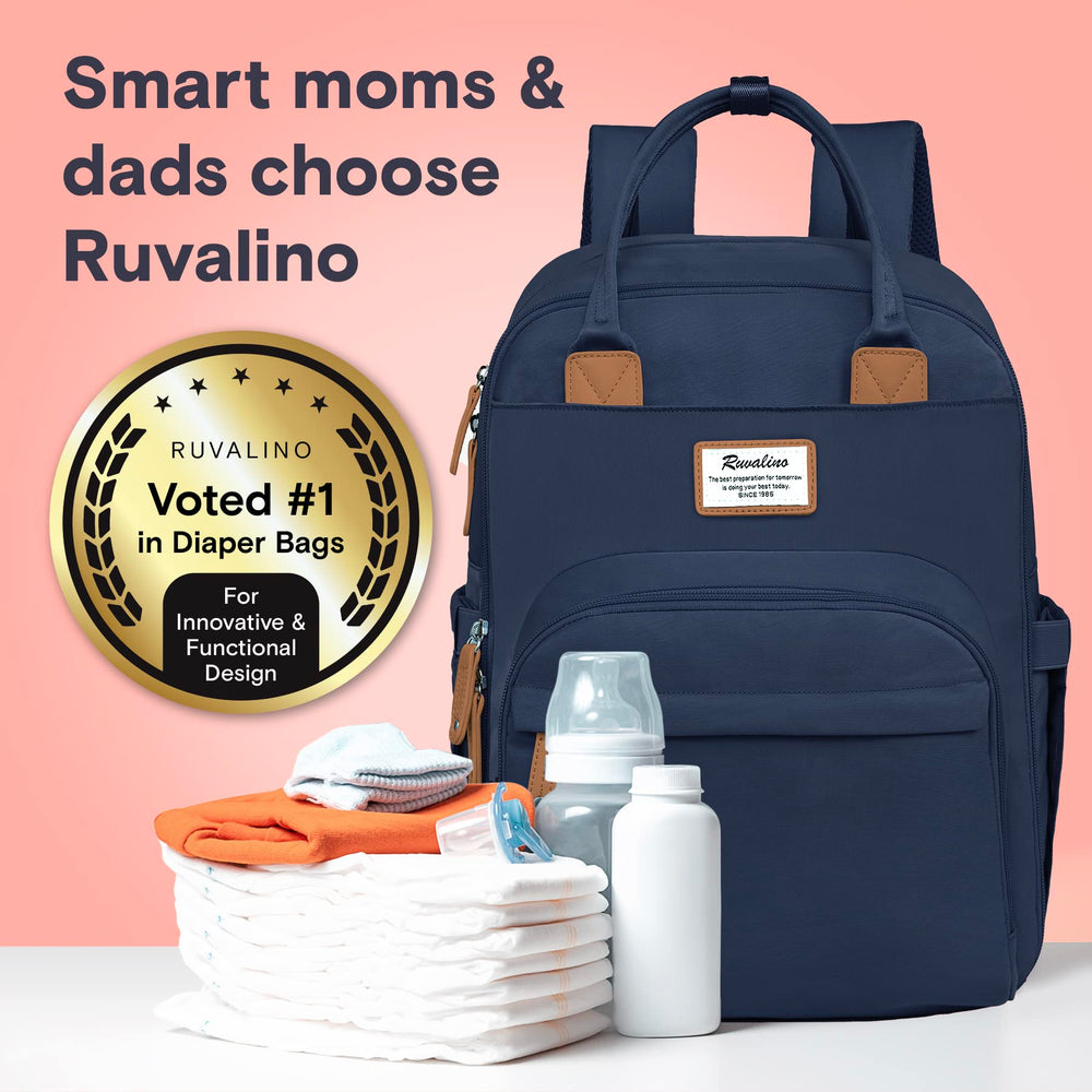 RUVALINO diaper bag backpack includes changing pad for on-the-go changes