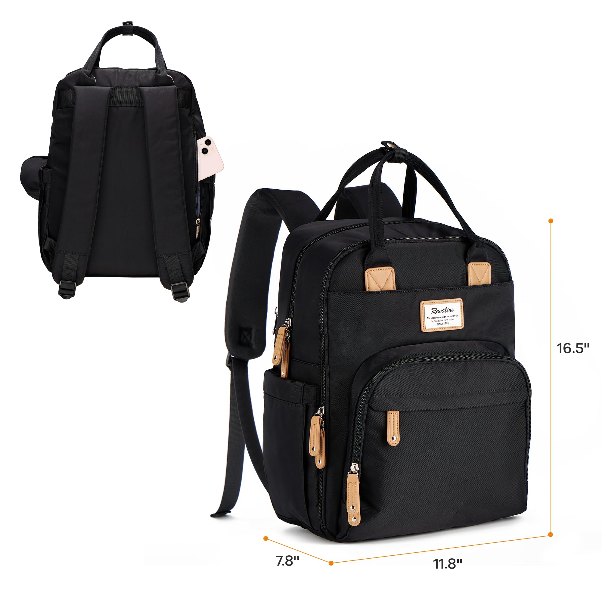 RUVALINO ergonomic shoulder straps support comfortable all-day wear.