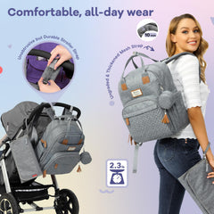 RUVALINO diaper bag backpack foldable changing mat included for quick diaper changes