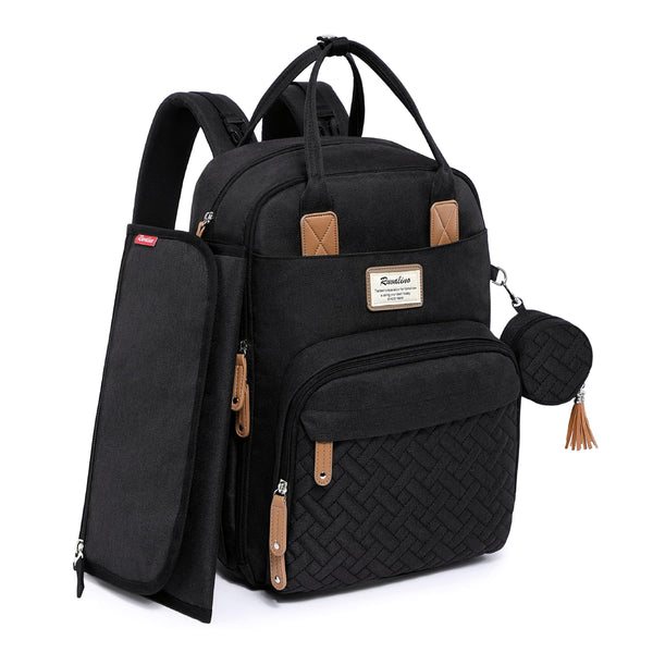 RUVALINO diaper bag backpack with foldable changing mat for easy diaper changes