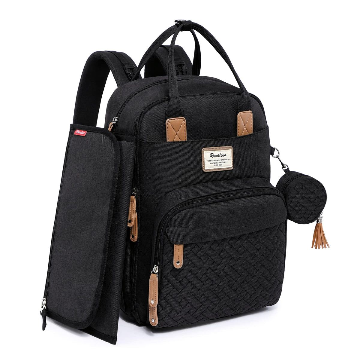 RUVALINO diaper bag backpack with foldable changing mat for easy diaper changes