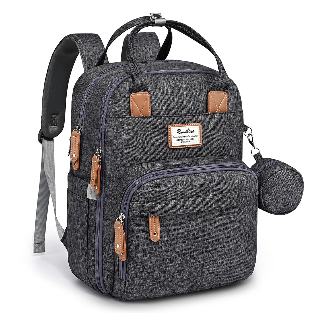 RUVALINO diaper bag backpack front view for busy parents
