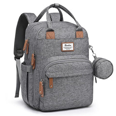 RUVALINO diaper bag backpack front view showing quick-access organization for busy parents.