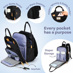 RUVALINO diaper bag insulated bottle pockets keep bottles at the right temperature.