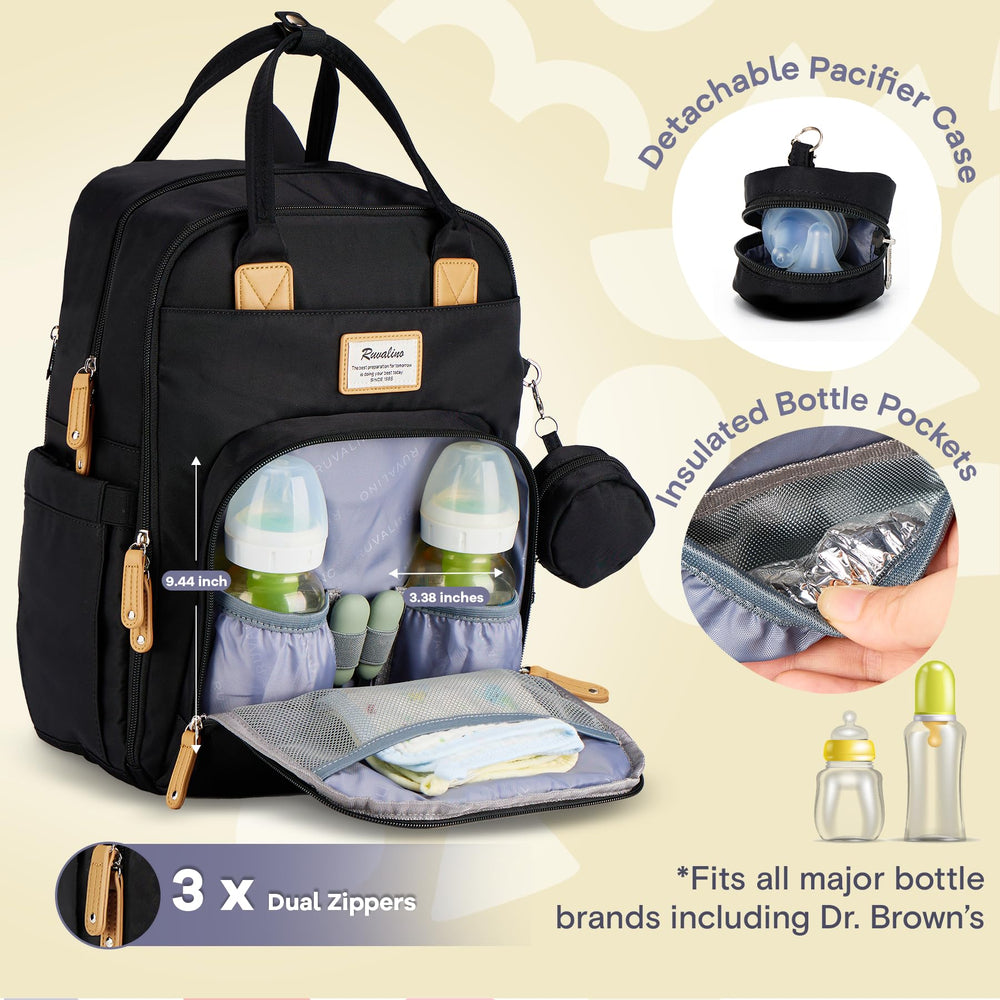 RUVALINO backpack interior with multiple pockets for organization.