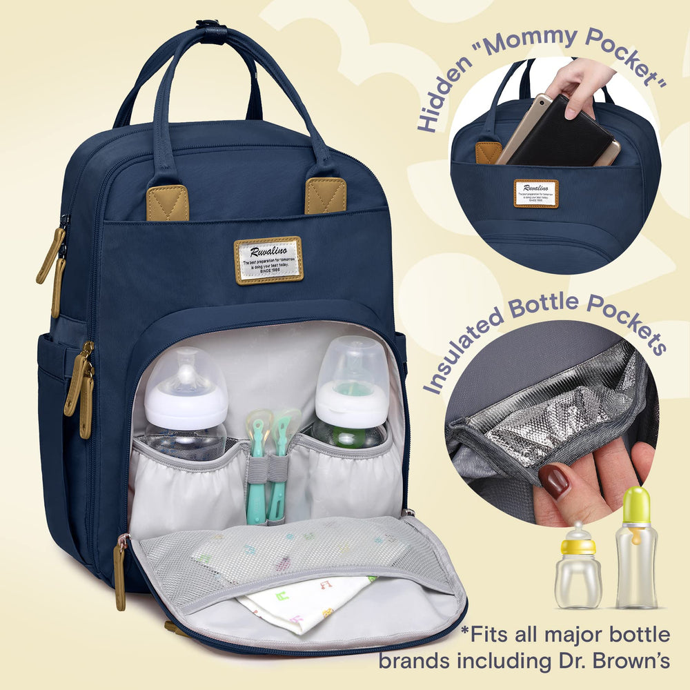 RUVALINO diaper bag backpack interior pockets keep items organized