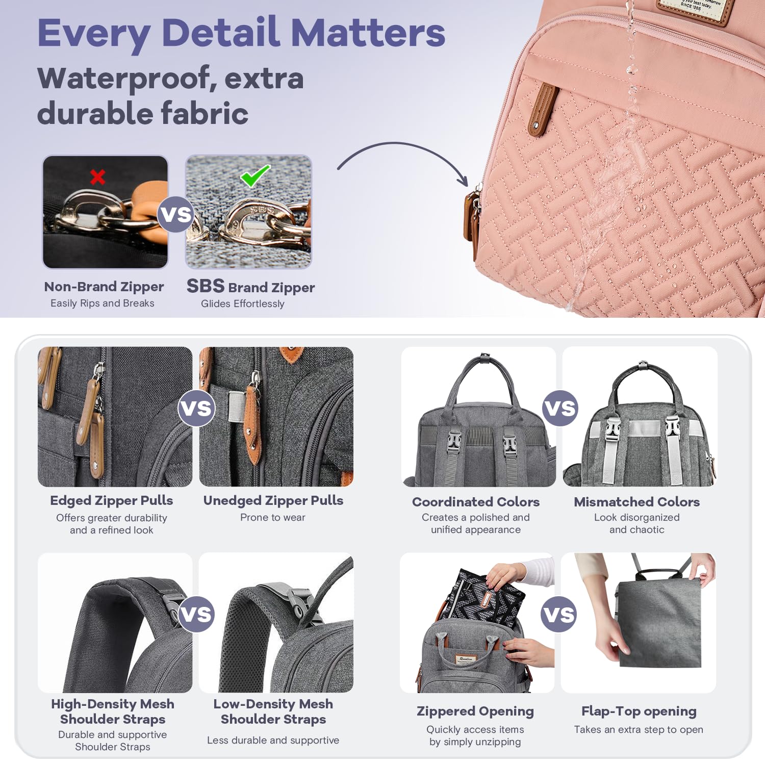 RUVALINO diaper bag backpack mesh diaper organizer for quick access