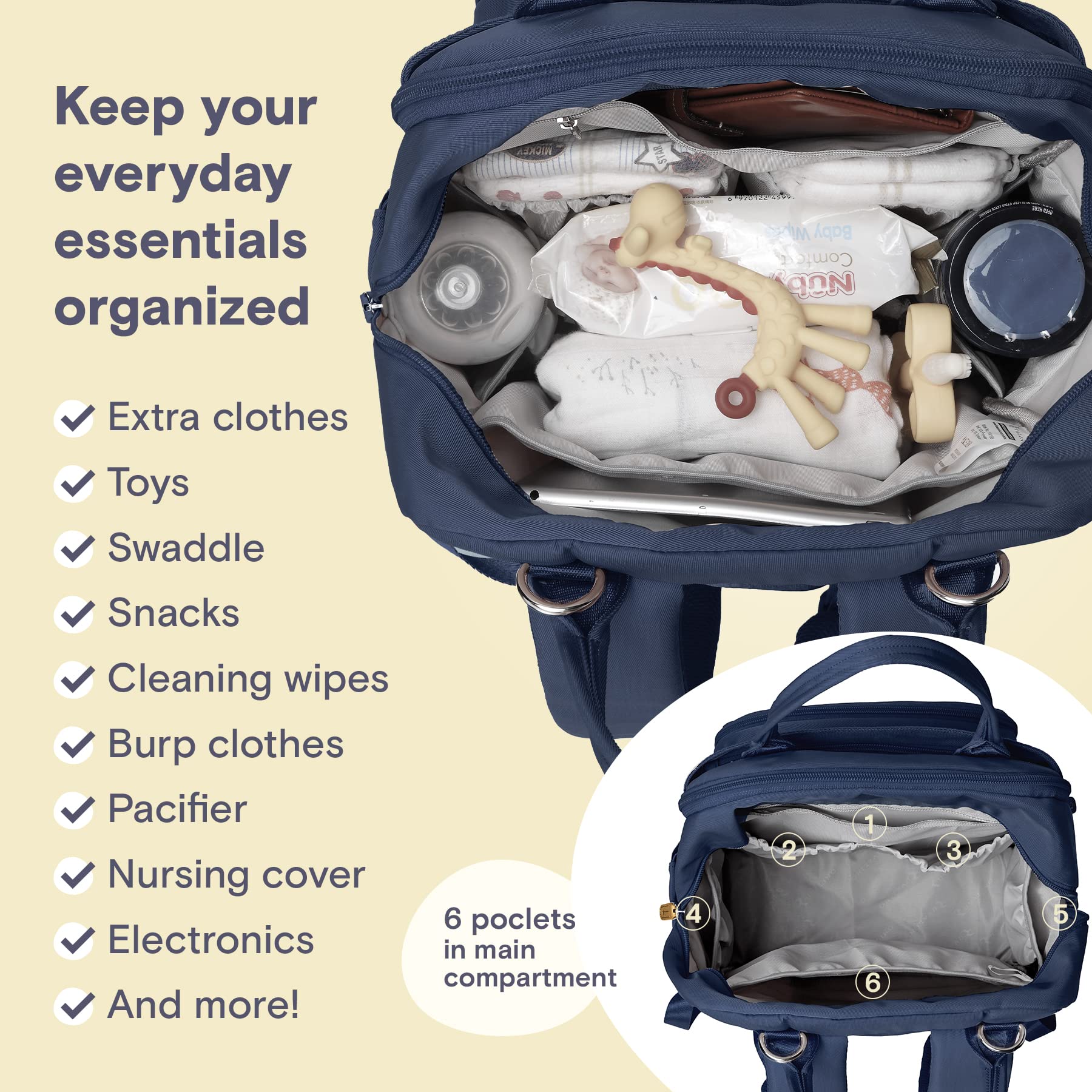 RUVALINO diaper bag backpack on stroller with versatile carry