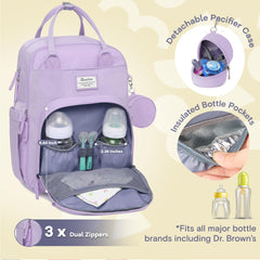 RUVALINO diaper bag backpack open compartments enables quick access to items.