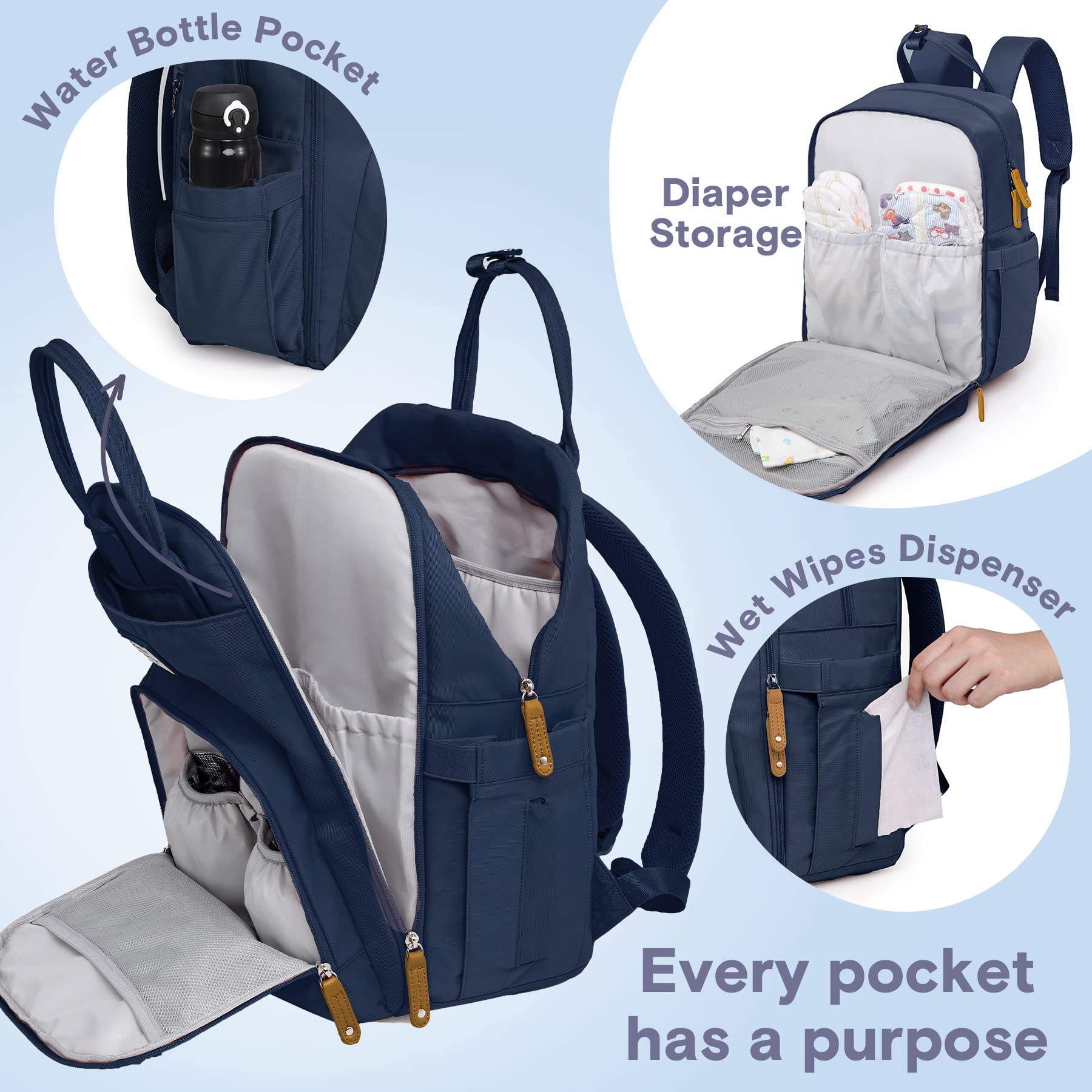 RUVALINO diaper bag backpack open wide for quick packing