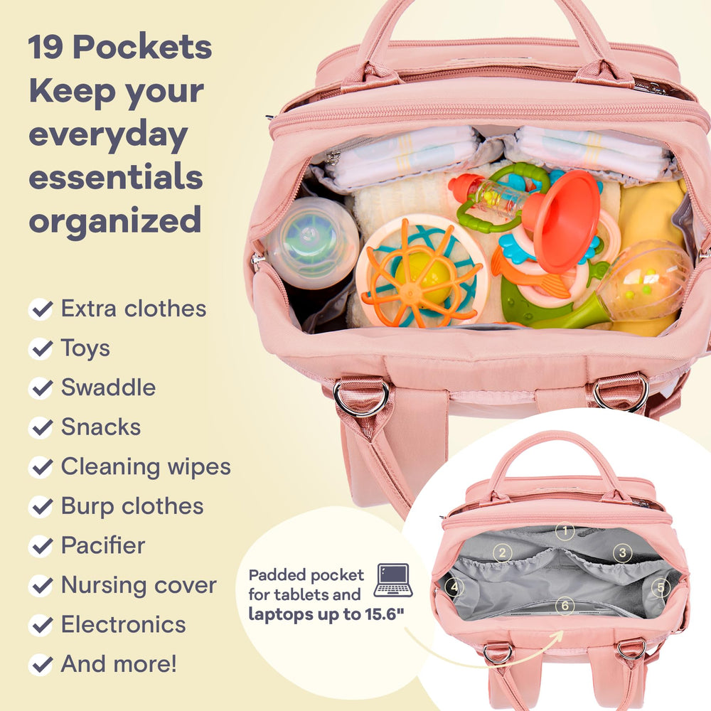 RUVALINO diaper bag backpack pacifier case for hygienic, easy storage