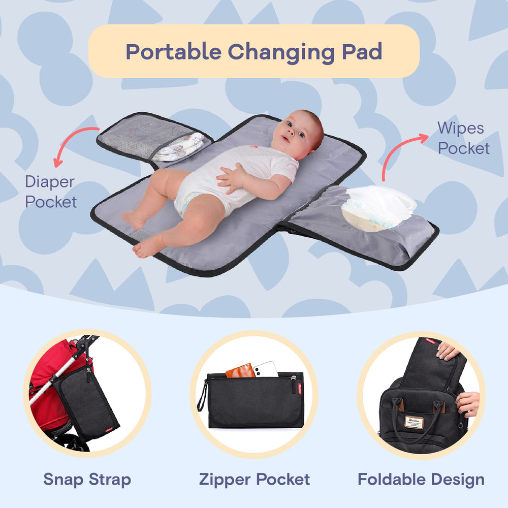RUVALINO diaper bag backpack with detachable pacifier holder for tidy organization
