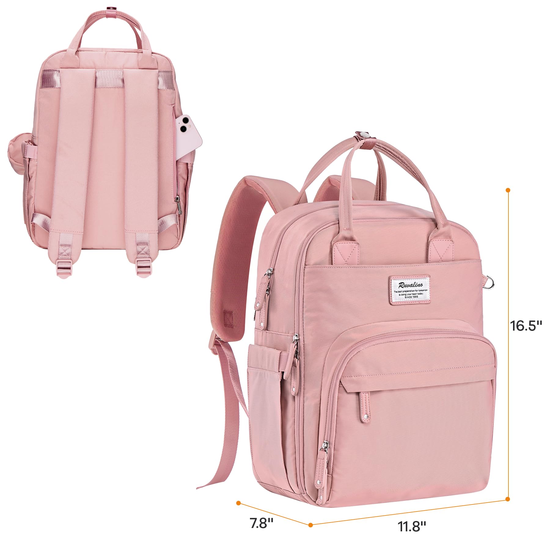 RUVALINO diaper bag backpack padded shoulder straps for comfortable wear