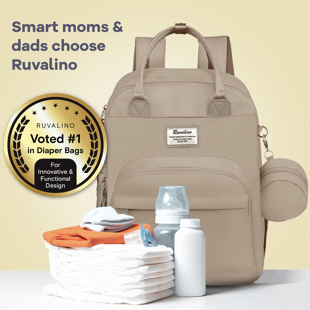 RUVALINO diaper bag waterproof fabric detail showing durability for daily use