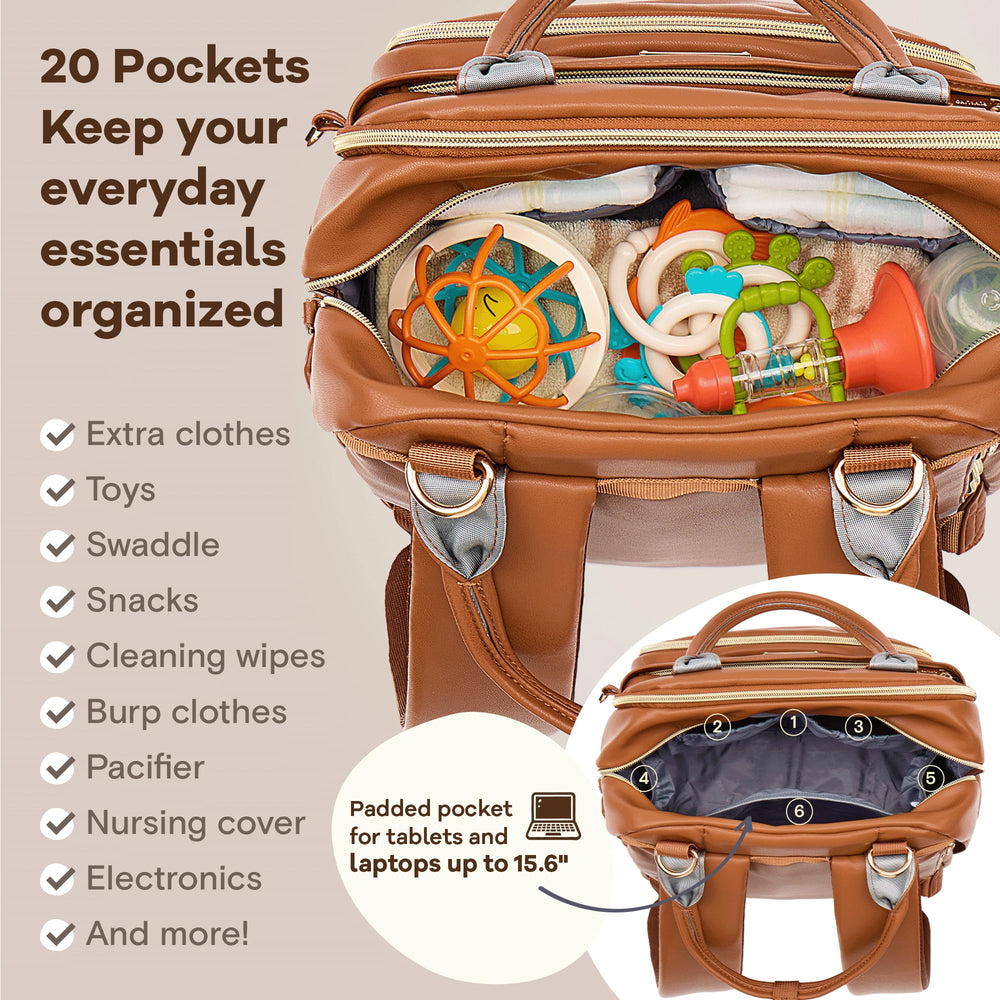 RUVALINO changing pad included for clean diaper changes on the go.