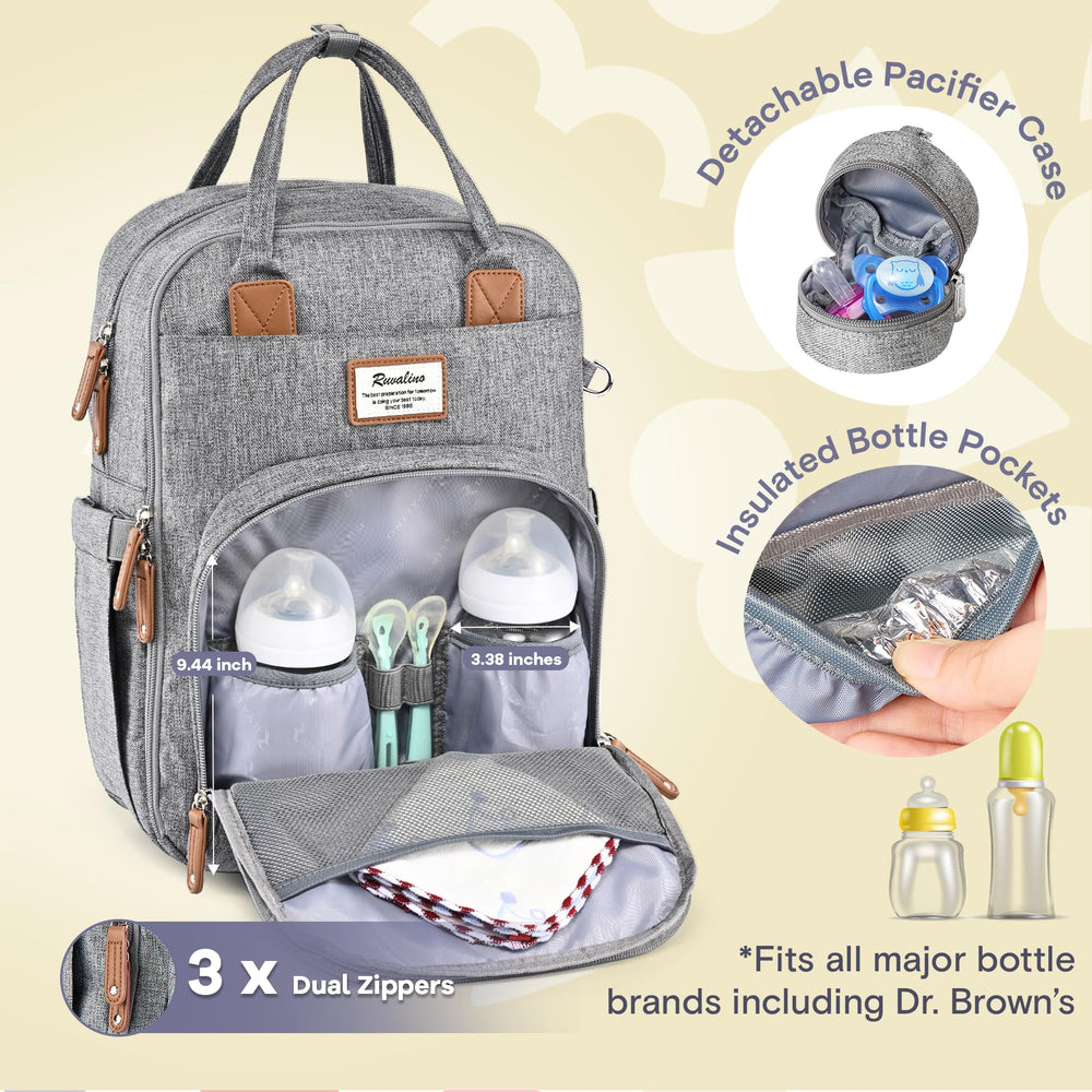 RUVALINO diaper bag changing pad unfolded on a clean surface for quick changes.